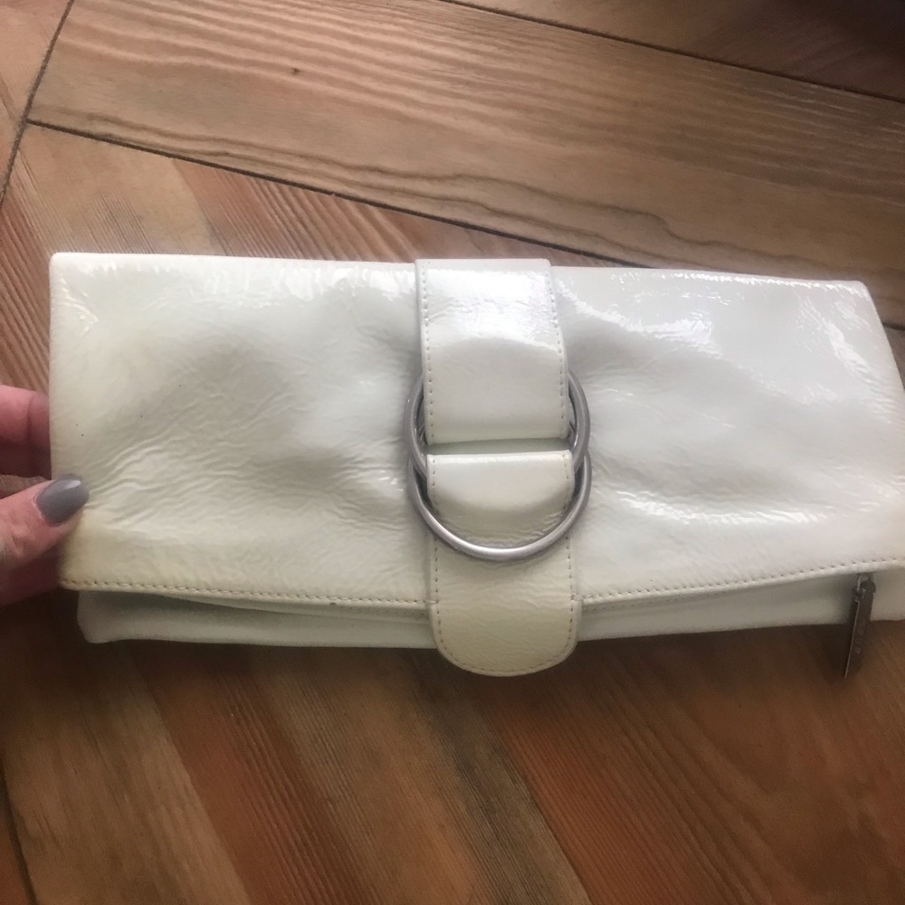 White flip hobo bag